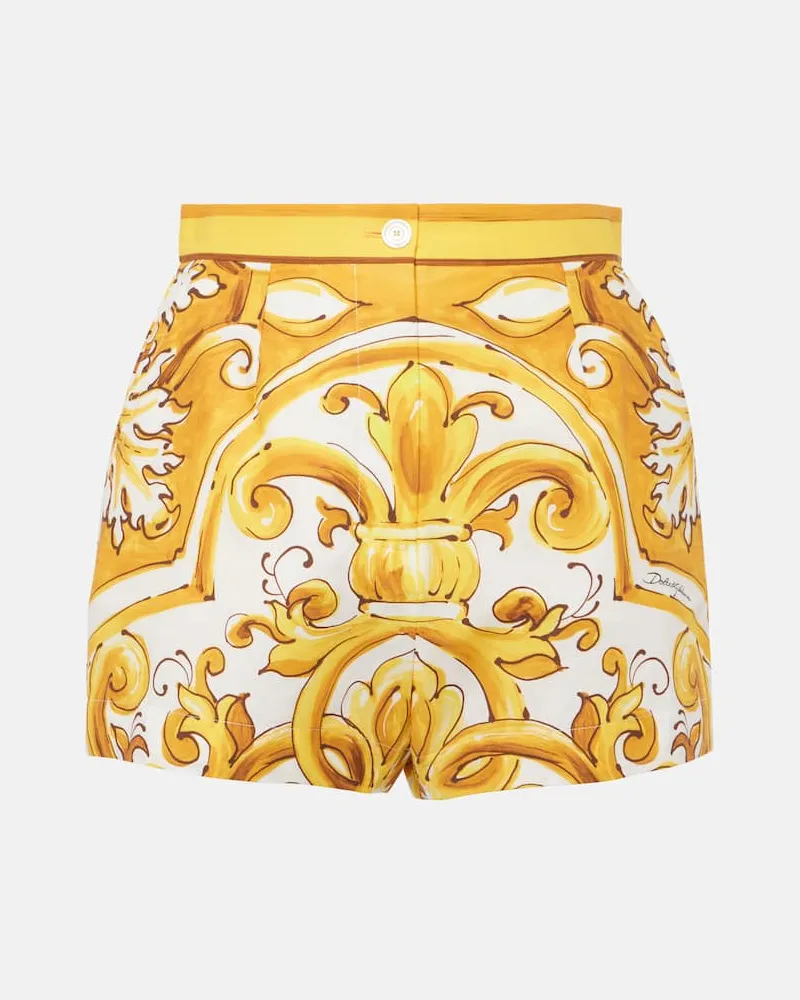 Dolce & Gabbana High-Rise Shorts Majolica aus Baumwolle Gelb