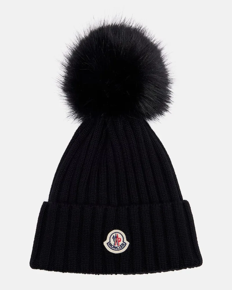 Moncler Mütze aus Wolle Schwarz