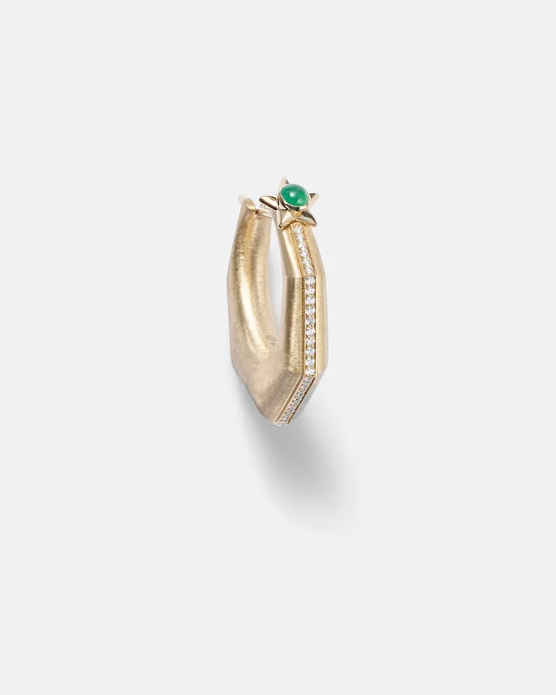 Marie Lichtenberg Einzelner Ohrring Baba Large aus 18kt Gelbgold mit Diamanten und Smaragd Gold