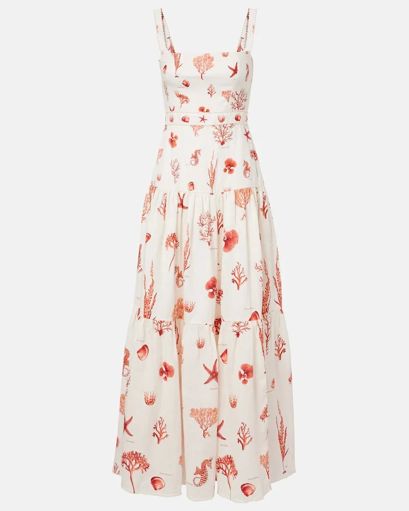 AGUA BENDITA Maxikleid Lima aus Leinen Weiß