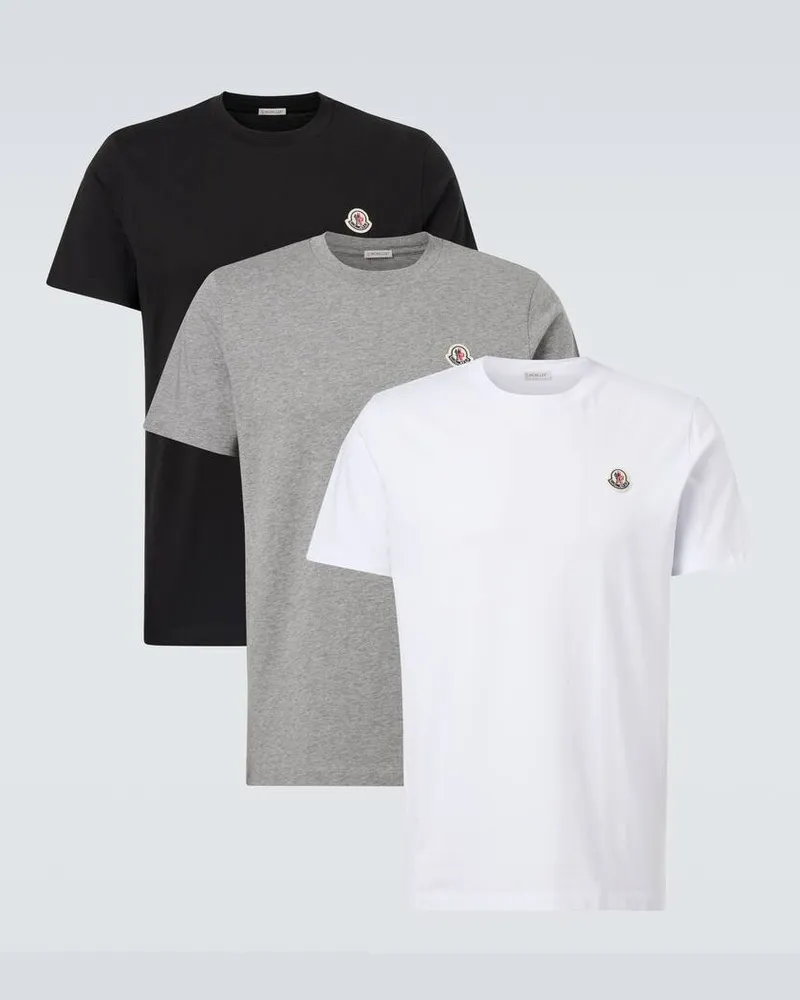 Moncler Set aus drei T-Shirts aus Baumwoll-Jersey Grau