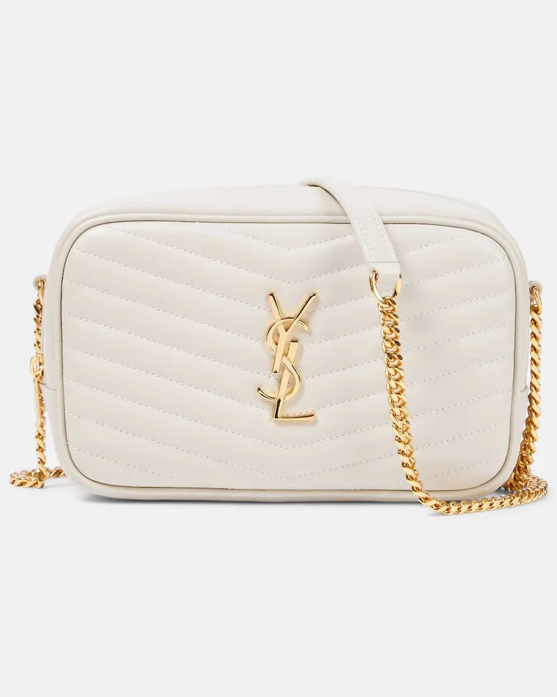 Saint Laurent Schultertasche Lou Mini aus Leder Weiß