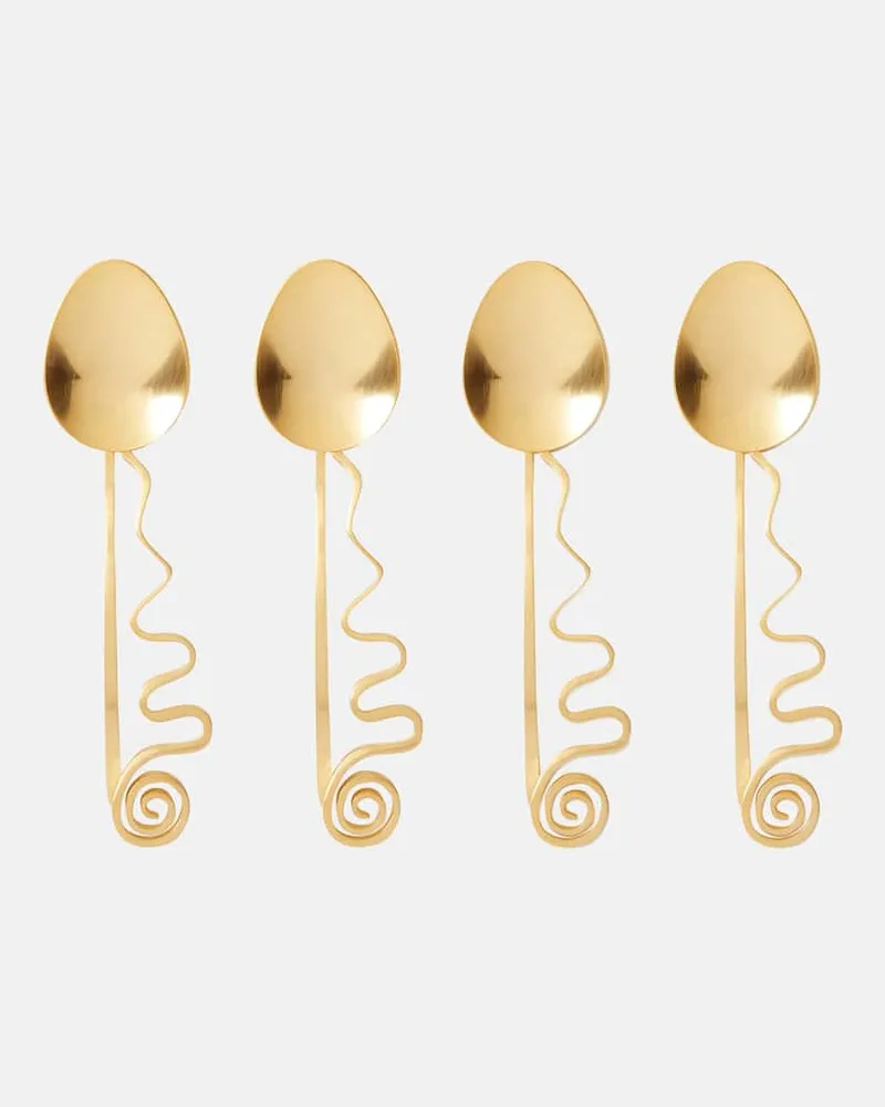 L’OBJET Set Spirale aus vier Cocktaillöffeln Gold