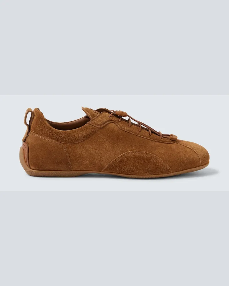 Dunhill Sneakers Davies Automotive aus Veloursleder Braun