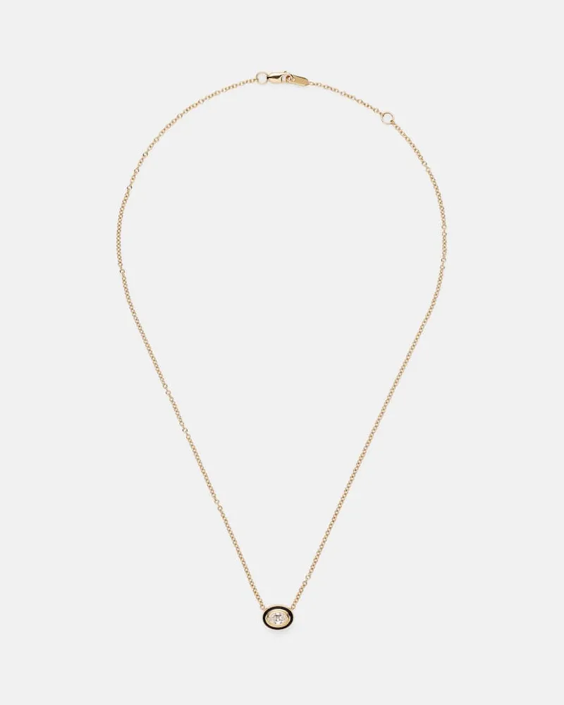 Melissa Kaye Halskette Lenox Reign aus 18kt Gelbgold mit Emaille und Diamant Gold