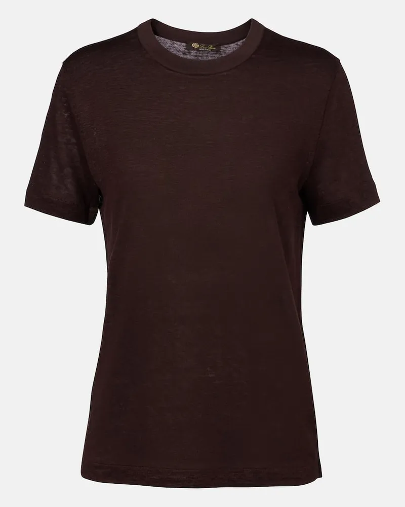 Loro Piana T-Shirt Gargano aus Leinen-Jersey Braun