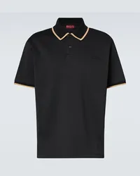 Gucci Besticktes Polohemd aus Pique Schwarz