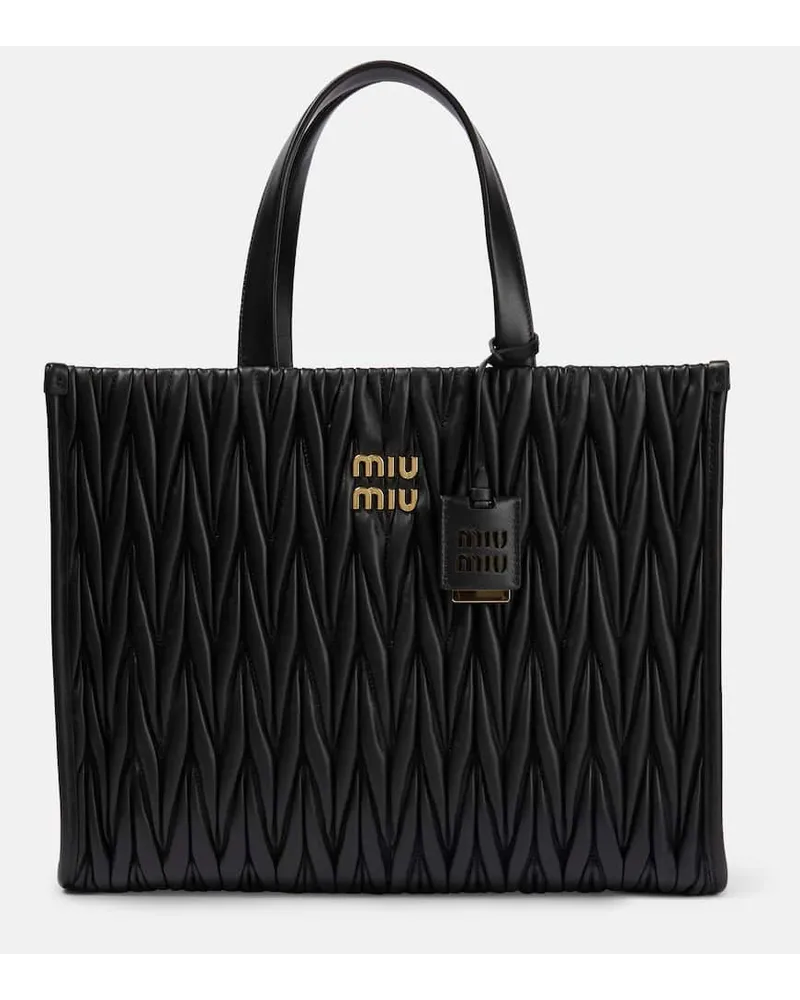 Miu Miu Tote aus Matelasse-Leder Schwarz