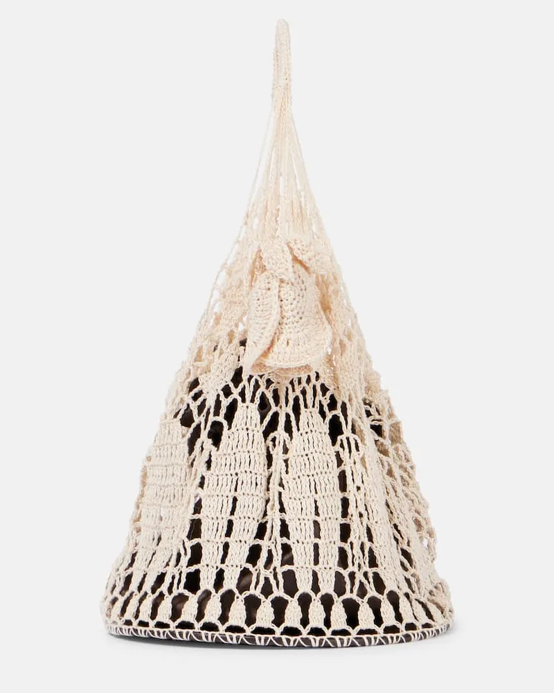 Magda Butrym Bucket-Bag aus Häkelstrick Beige