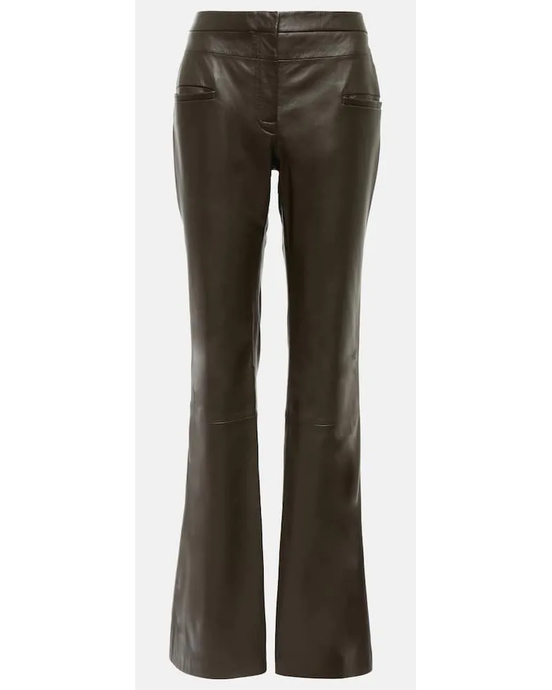 Altuzarra Bootcut-Hose Serge aus Leder Schwarz