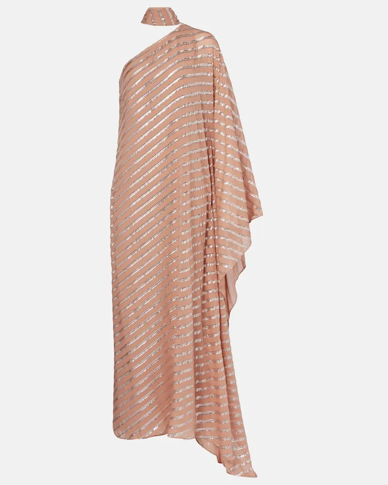 Taller Marmo One-Shoulder-Maxikleid Petra aus Fil Coupé Pink