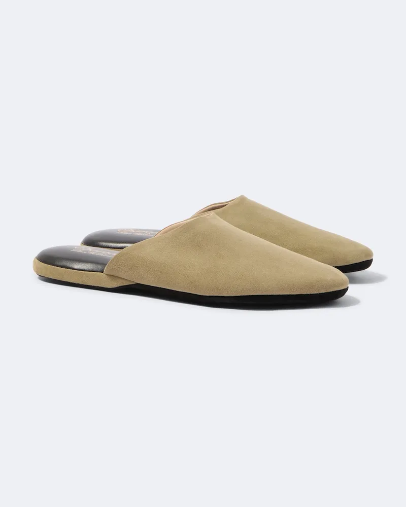 Charvet Slippers aus Veloursleder Beige