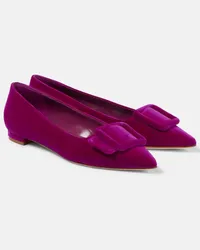 Manolo Blahnik Ballerinas Maysale aus Samt Lila