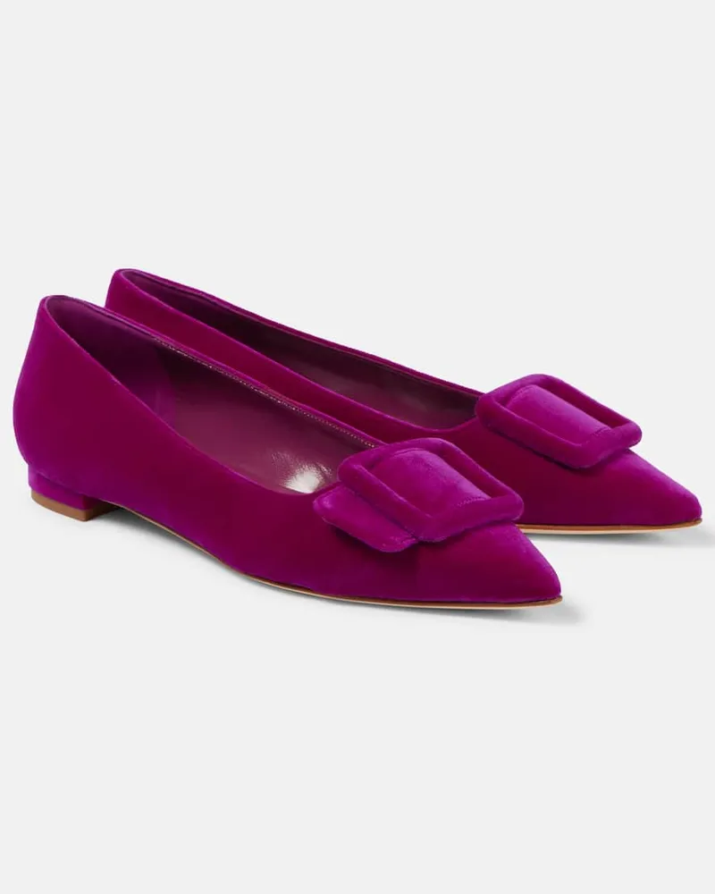 Manolo Blahnik Ballerinas Maysale aus Samt Lila