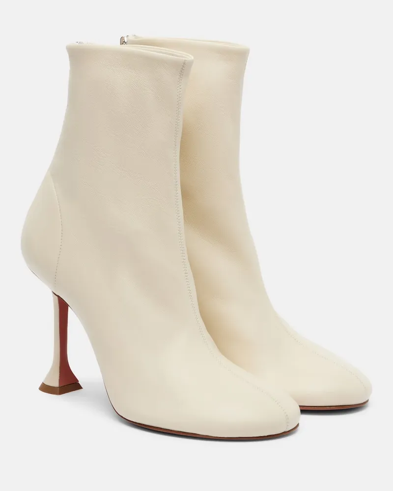 Amina Muaddi Ankle Boots Iris 95 aus Leder Weiß