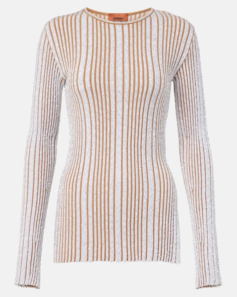 Missoni Top aus Häkelstrick mit Pailletten Beige