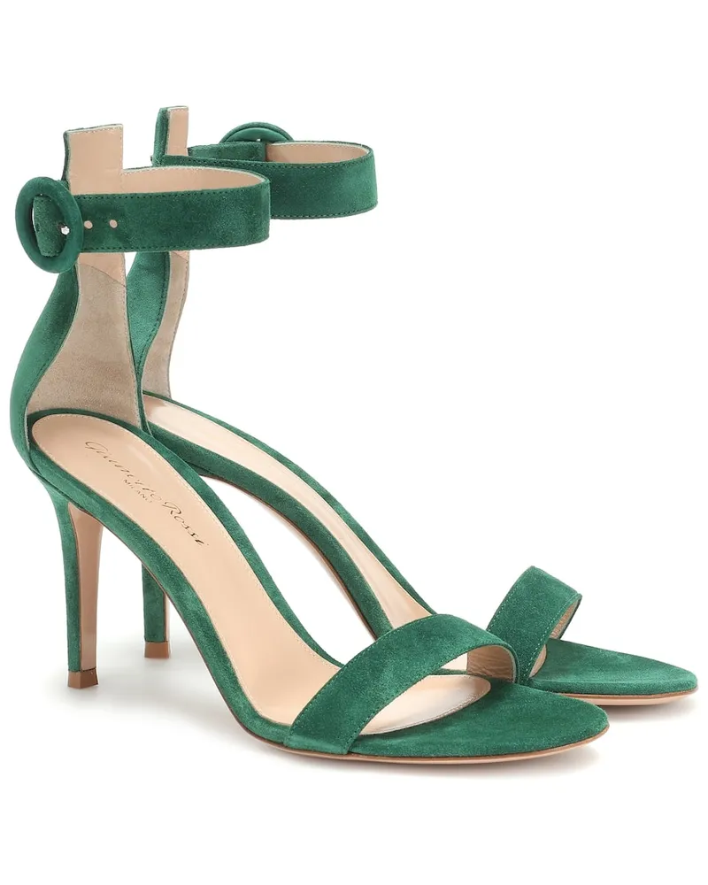 Gianvito Rossi Sandalen Portofino 85 aus Veloursleder Grün