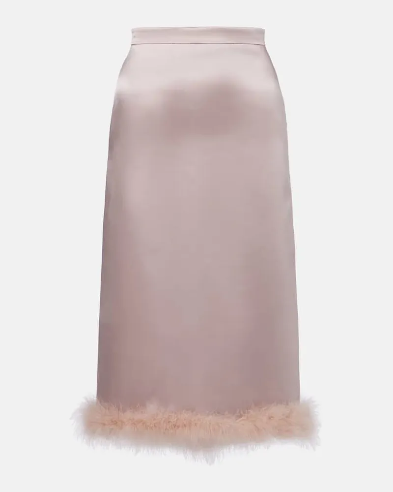 Valentino Garavani High-Rise-Midirock mit Federn Rosa