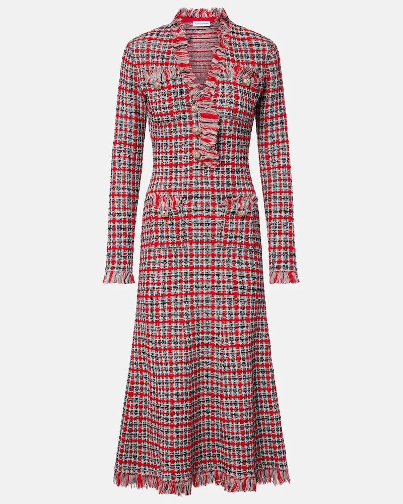 Self-Portrait Midikleid aus Strick Rot