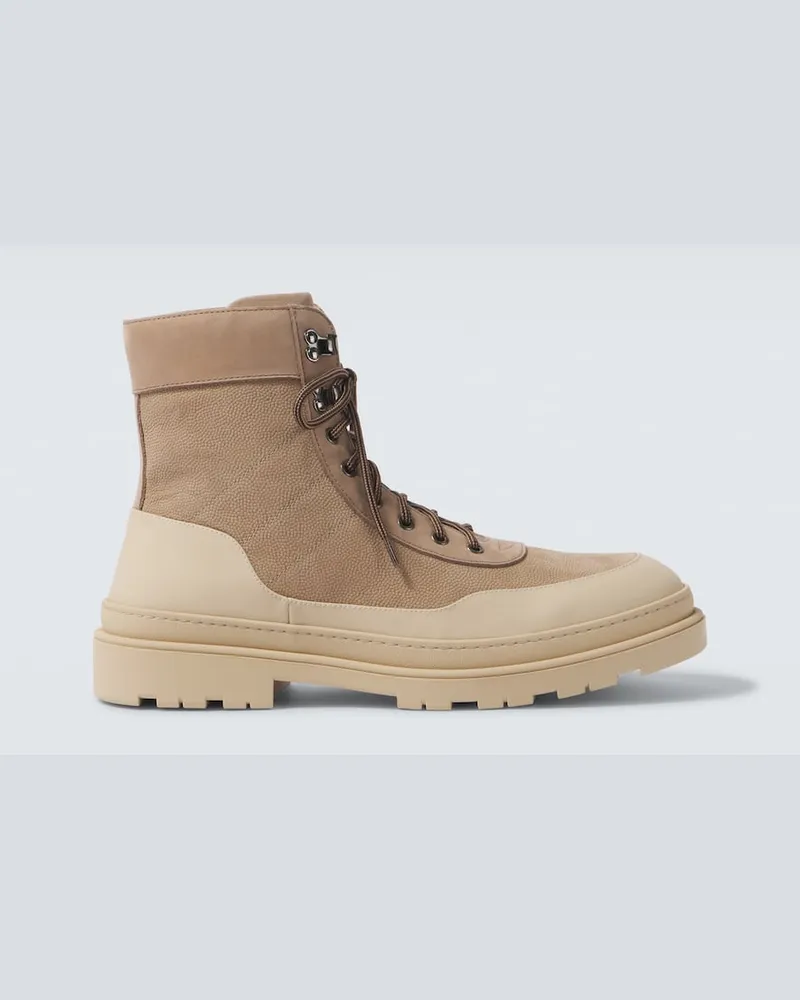 Brunello Cucinelli Schnürstiefel aus Leder Beige