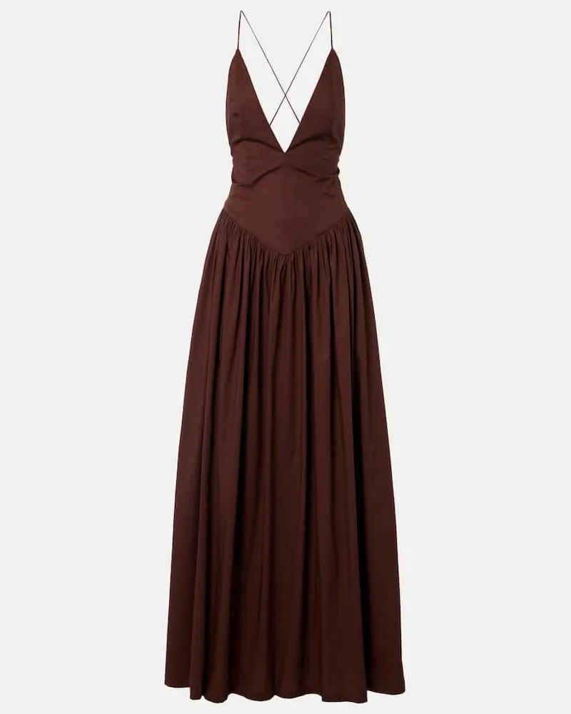 Adriana Degreas Maxikleid aus Baumwolle Braun