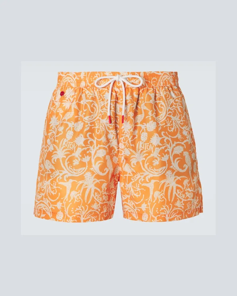Kiton Bedruckte Badeshorts Orange