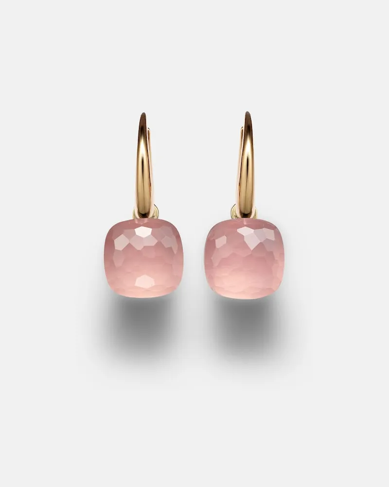 Pomellato Ohrringe Nudo Petit aus 18kt Rosé- und Weißgold mit Rosenquarz Rosa