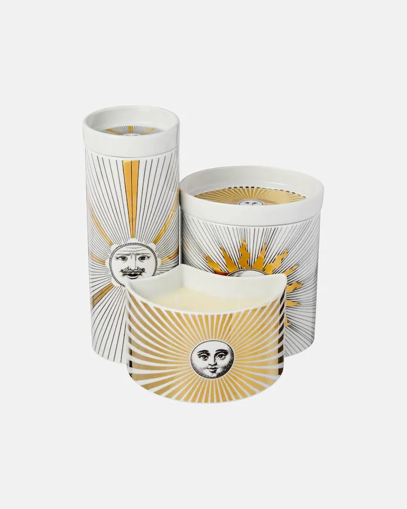 Fornasetti Set Nel Mentre aus drei Duftkerzen Gold