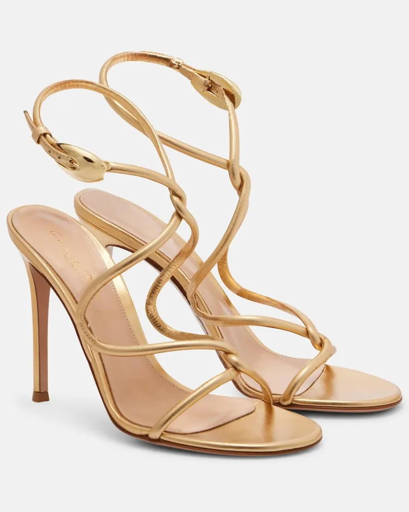 Gianvito Rossi Sandalen Black Mamba 105 aus Metallic-Leder Gold