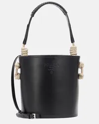 Prada Bucket-Bag Tambour aus Leder Schwarz