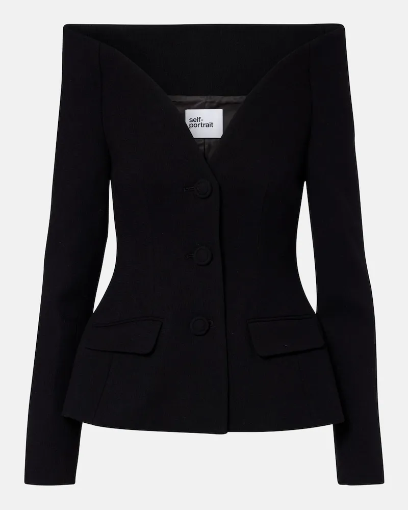 Self-Portrait Blazer aus Crêpe Schwarz
