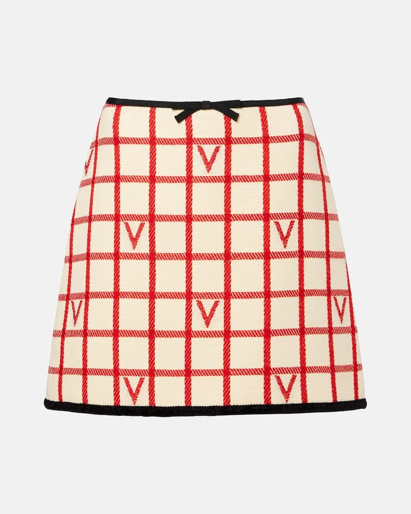 Valentino Garavani Minirock VLogo aus Wolle und Baumwolle Beige