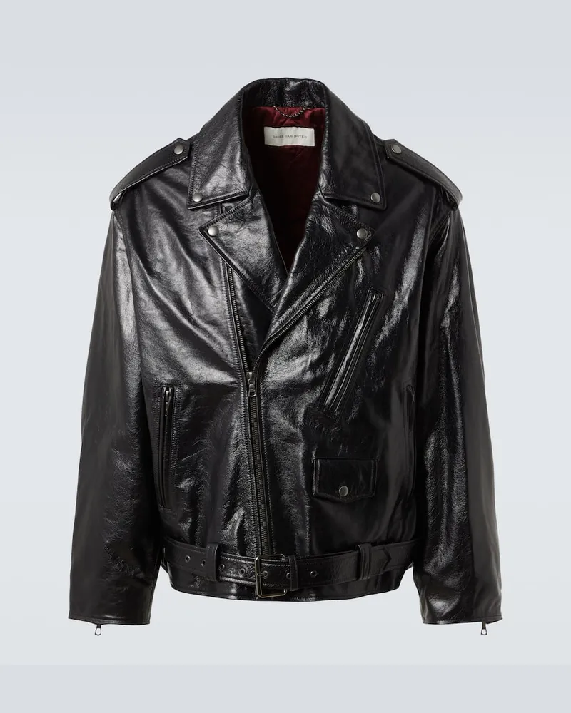 Dries van Noten Bikerjacke aus Leder Schwarz
