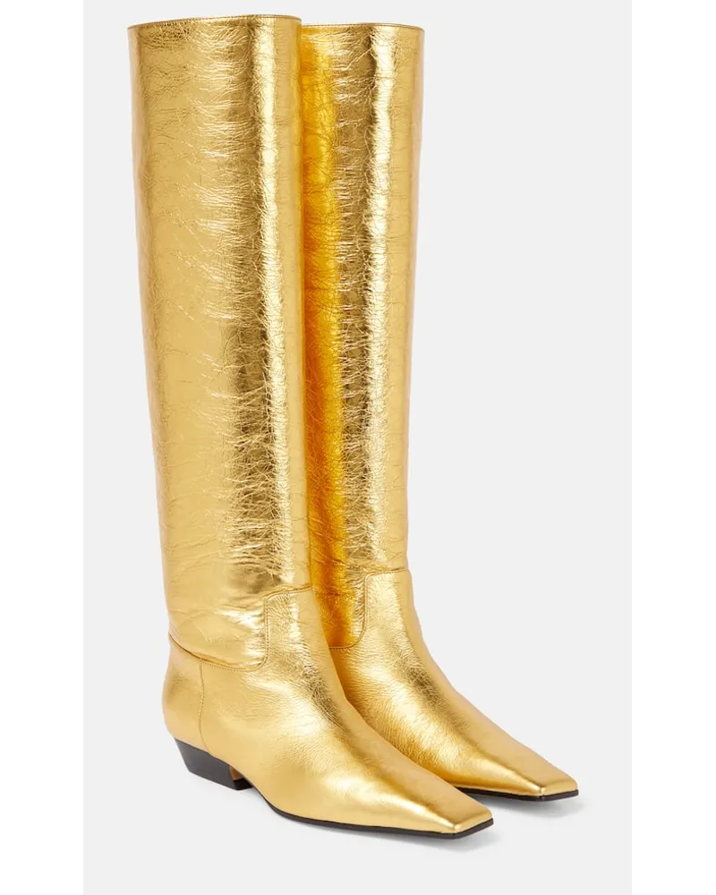 KHAITE Stiefel Marfa aus Metallic-Leder Gold