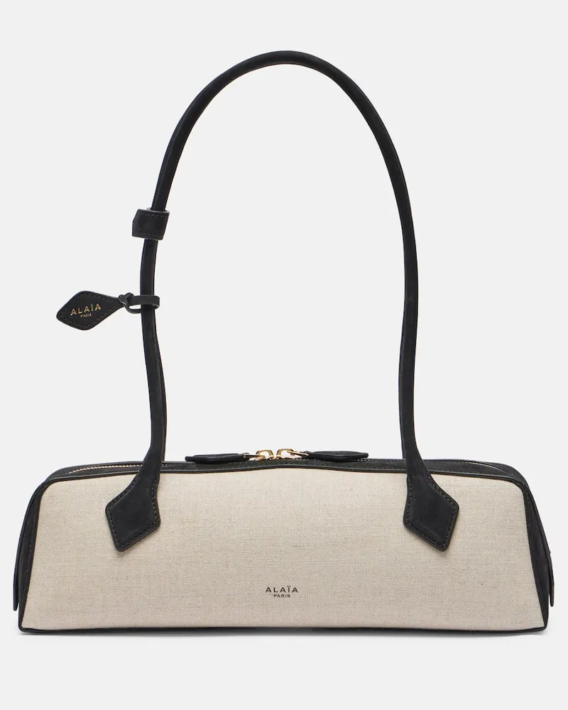 Alaïa Alaïa Schultertasche Le Teckel Medium aus Canvas Beige