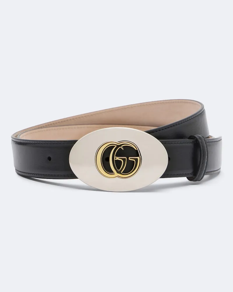Gucci Gürtel Double G aus Leder Schwarz