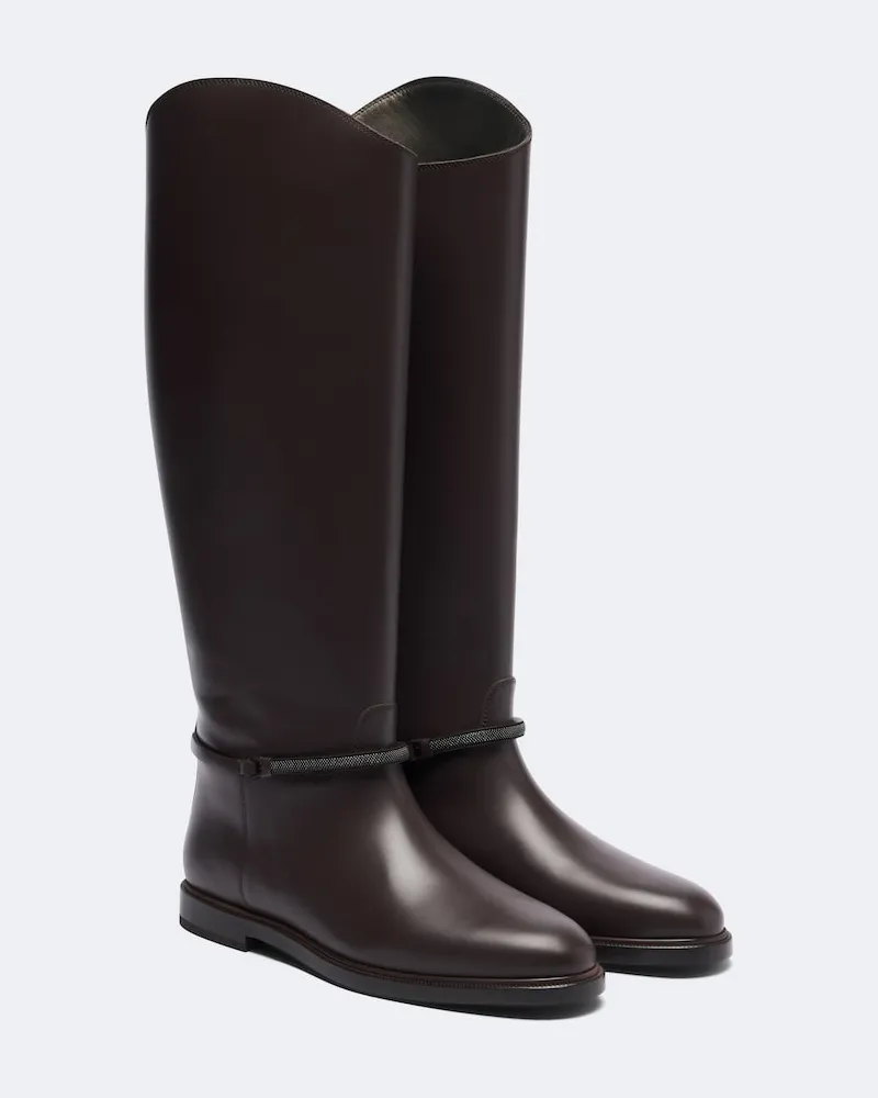 Brunello Cucinelli Stiefel Monili aus Leder Braun