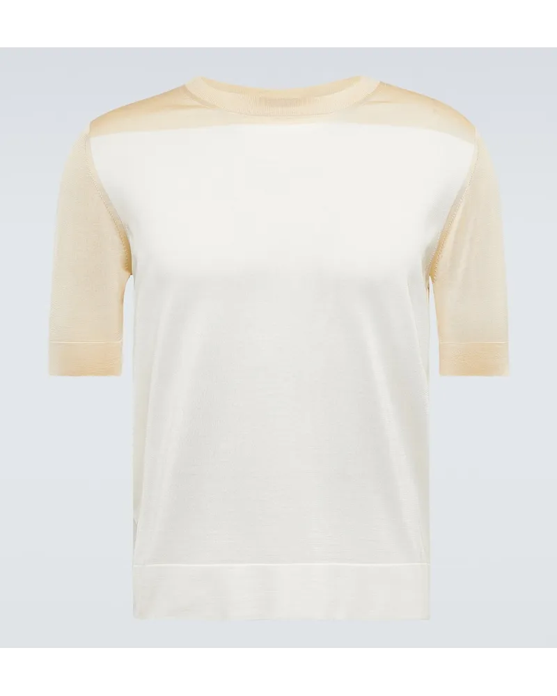 Jil Sander Oversize-T-Shirt aus Seide Weiss