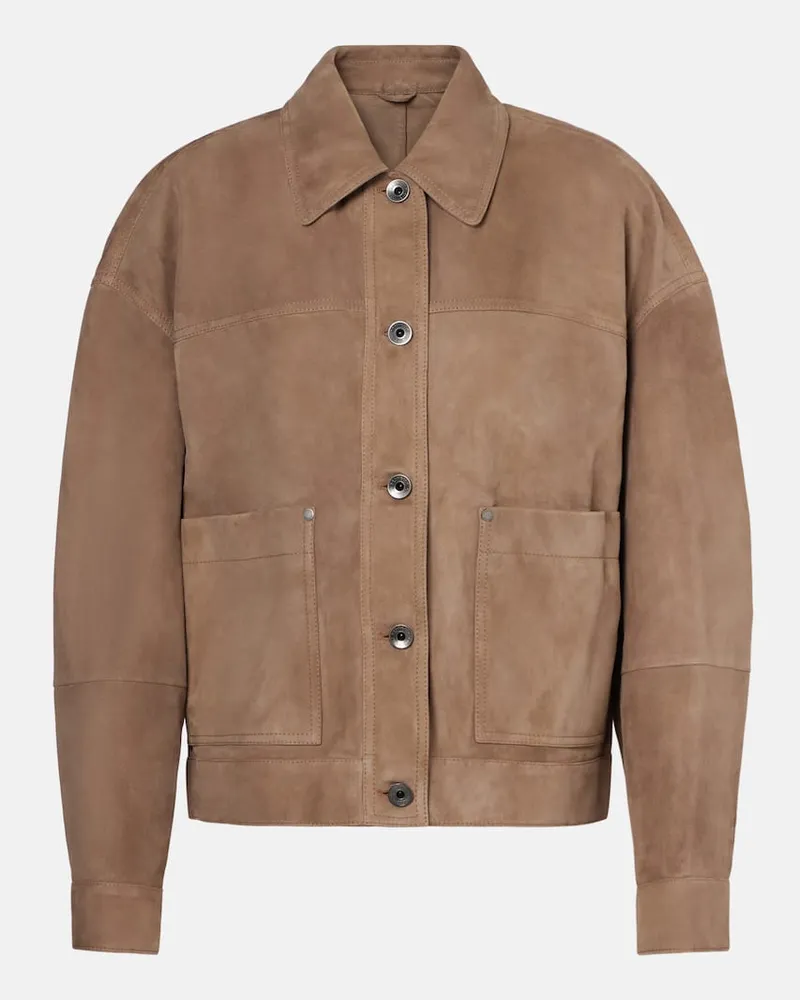Brunello Cucinelli Fedljacke aus Veloursleder Braun