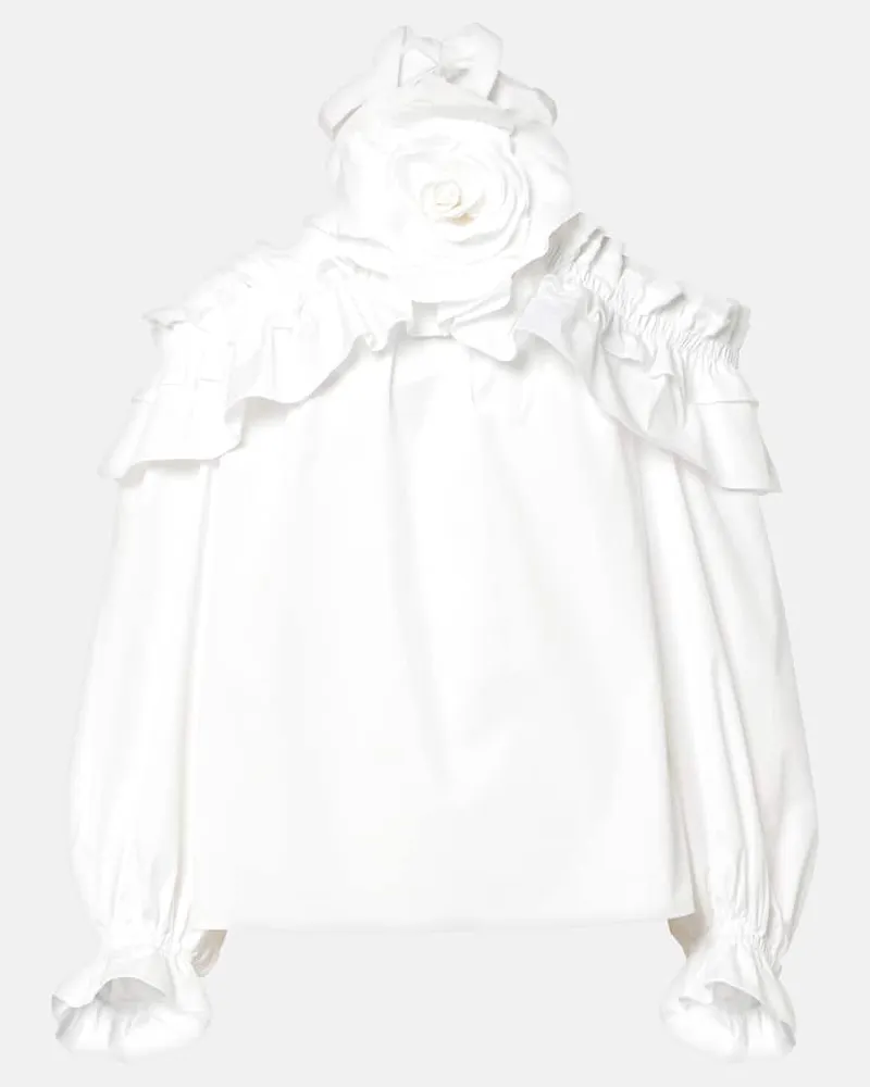 Carolina Herrera New York Top aus einem Baumwollgemisch Weiß