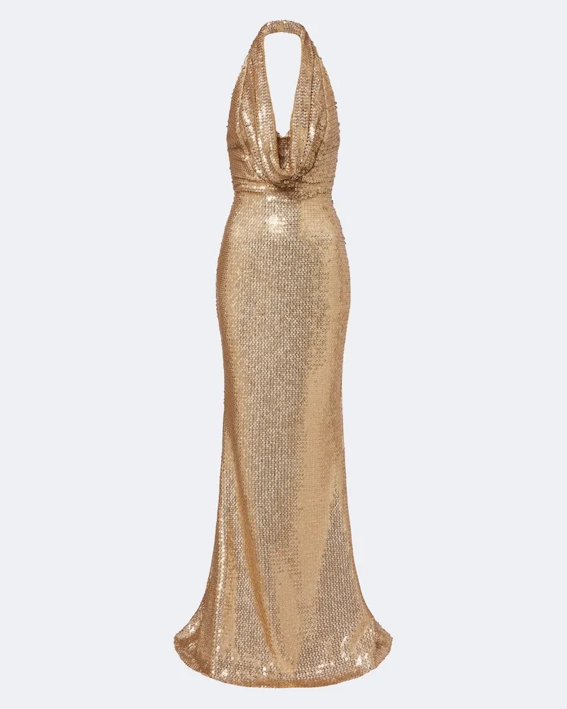 Elie Saab Robe mit Pailletten Gold