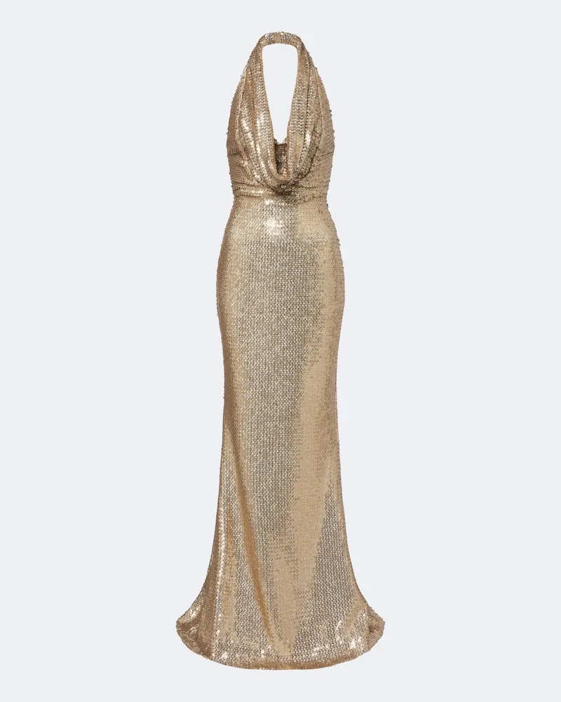 Elie Saab Robe mit Pailletten Gold
