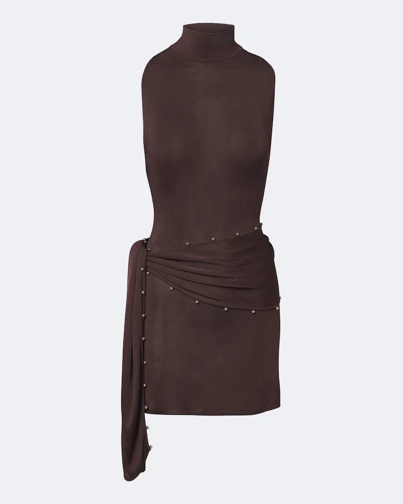 De La Vali Verziertes Minikleid Braun