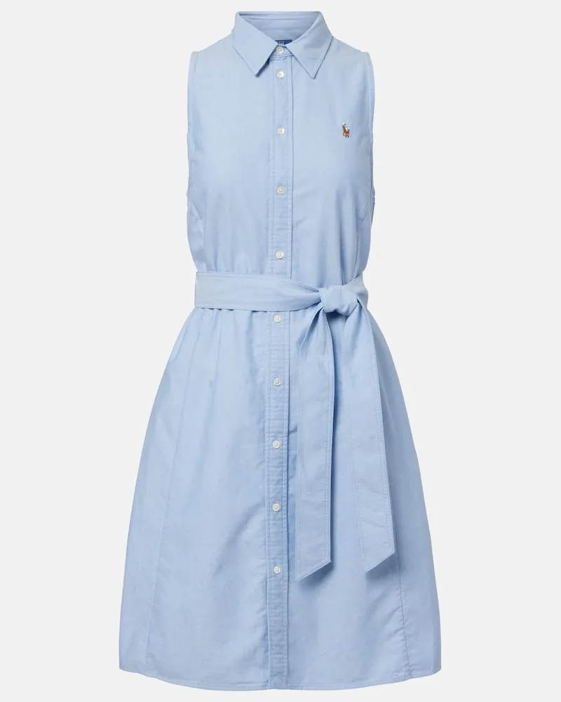 Ralph Lauren Hemdblusenkleid aus Baumwolle Blau