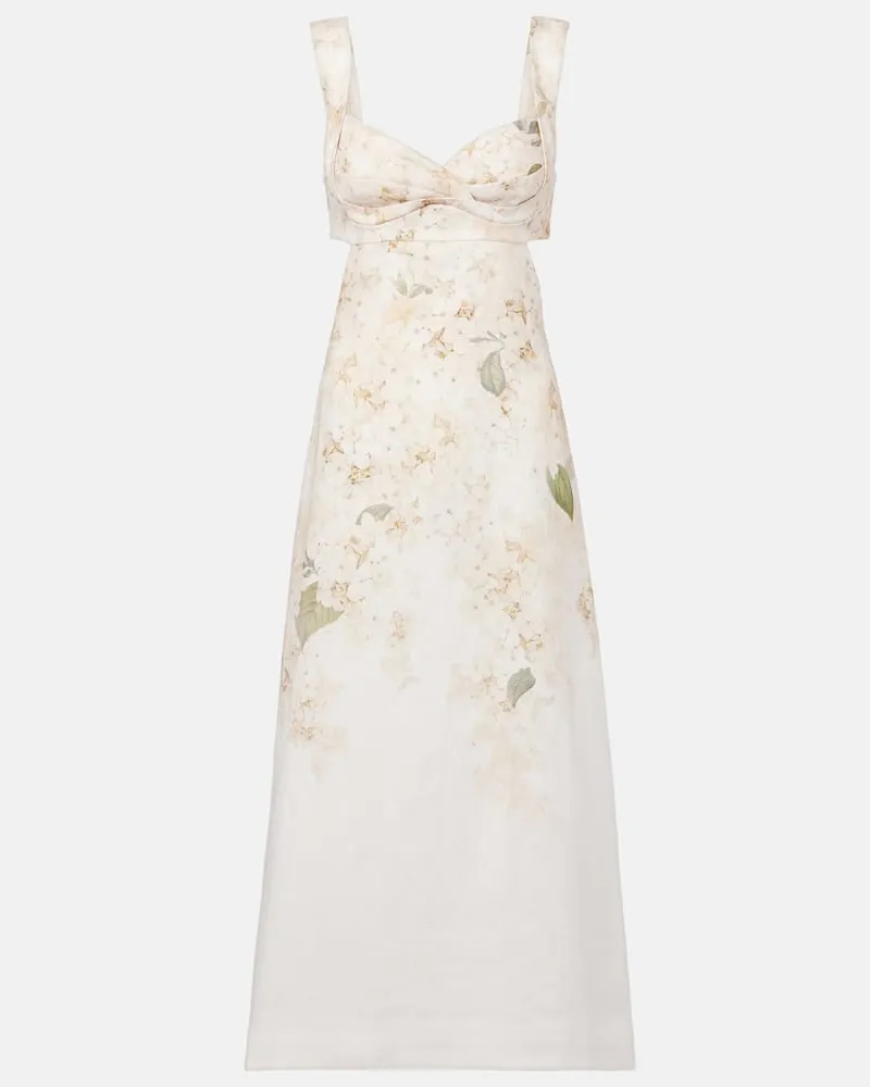 Zimmermann Midikleid Balance aus Leinen Weiß