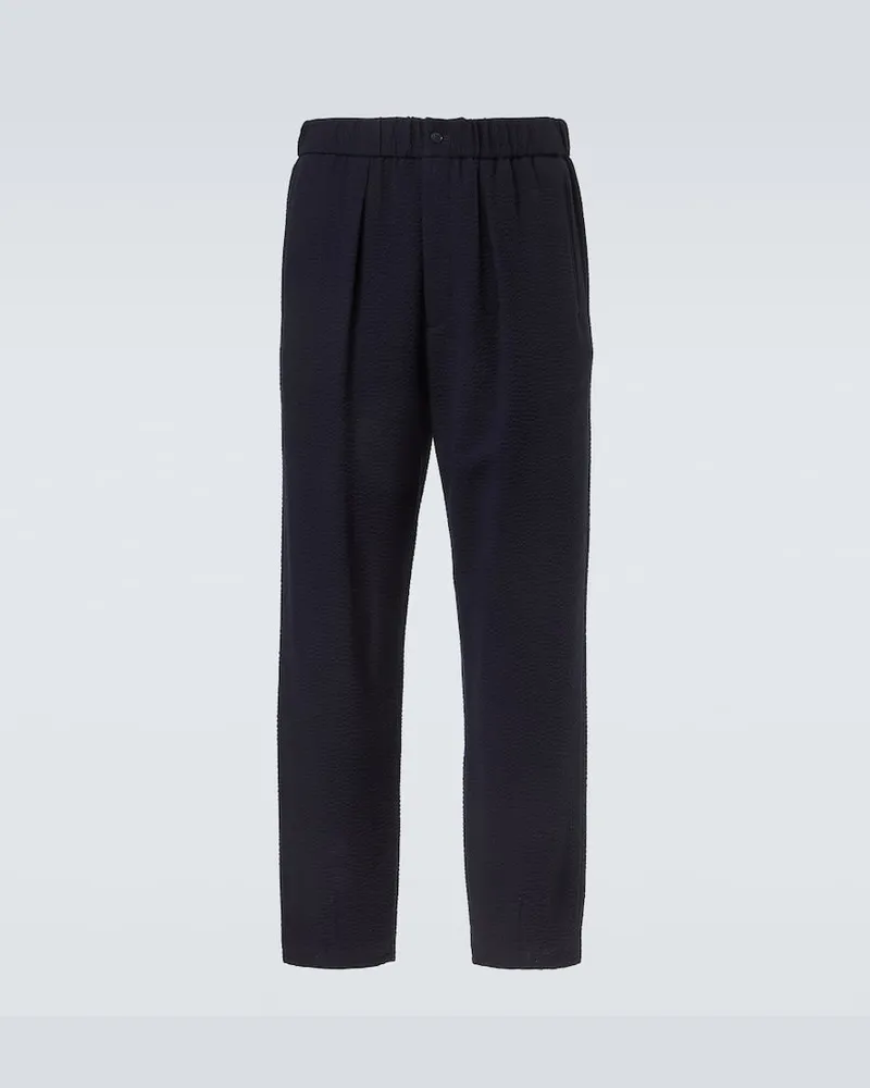 Giorgio Armani Gerade Hose aus einem Wollgemisch Blau