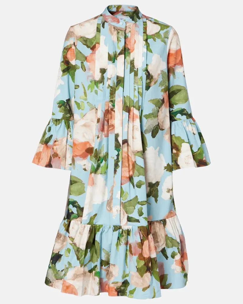 Erdem Minikleid aus Baumwollpopeline Blau