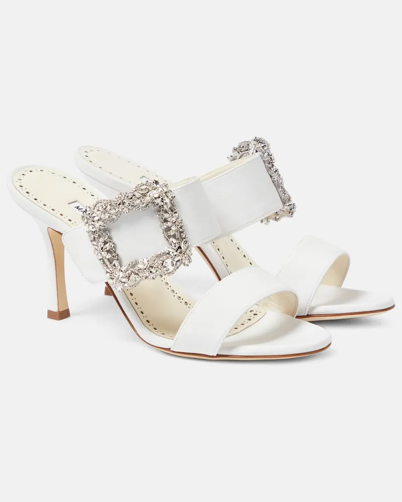 Manolo Blahnik Verzierte Sandalen Gable Jewel 10  mit Kristallen Weiã
