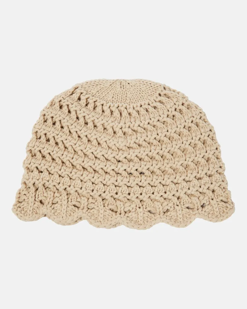 Loro Piana Mütze aus Häkelstrick Beige