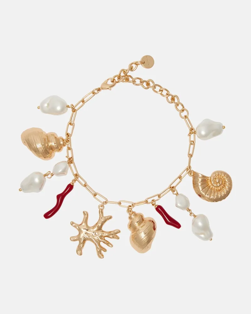 Self-Portrait Armband mit Zierperlen Gold